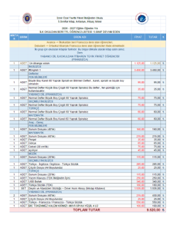 5.SINIF KİTAP KIRTASİYE TÜM İHTİYAÇ LİSTESİ.